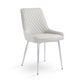 Emily Dining Chair : Taupe Leatherette Chrome Legs